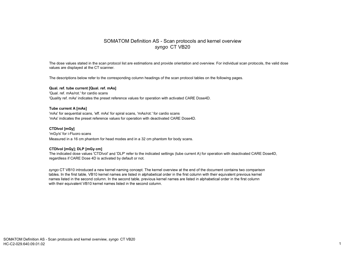 Parametri aparat: Definition AS 64 Protocols (VB20) — pagina 1