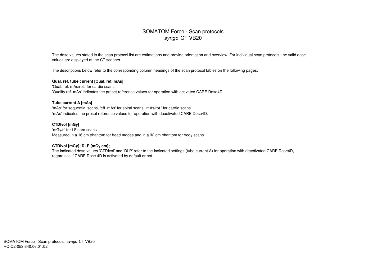 Parametri aparat: Force 192 Protocols (VB20) — pagina 1
