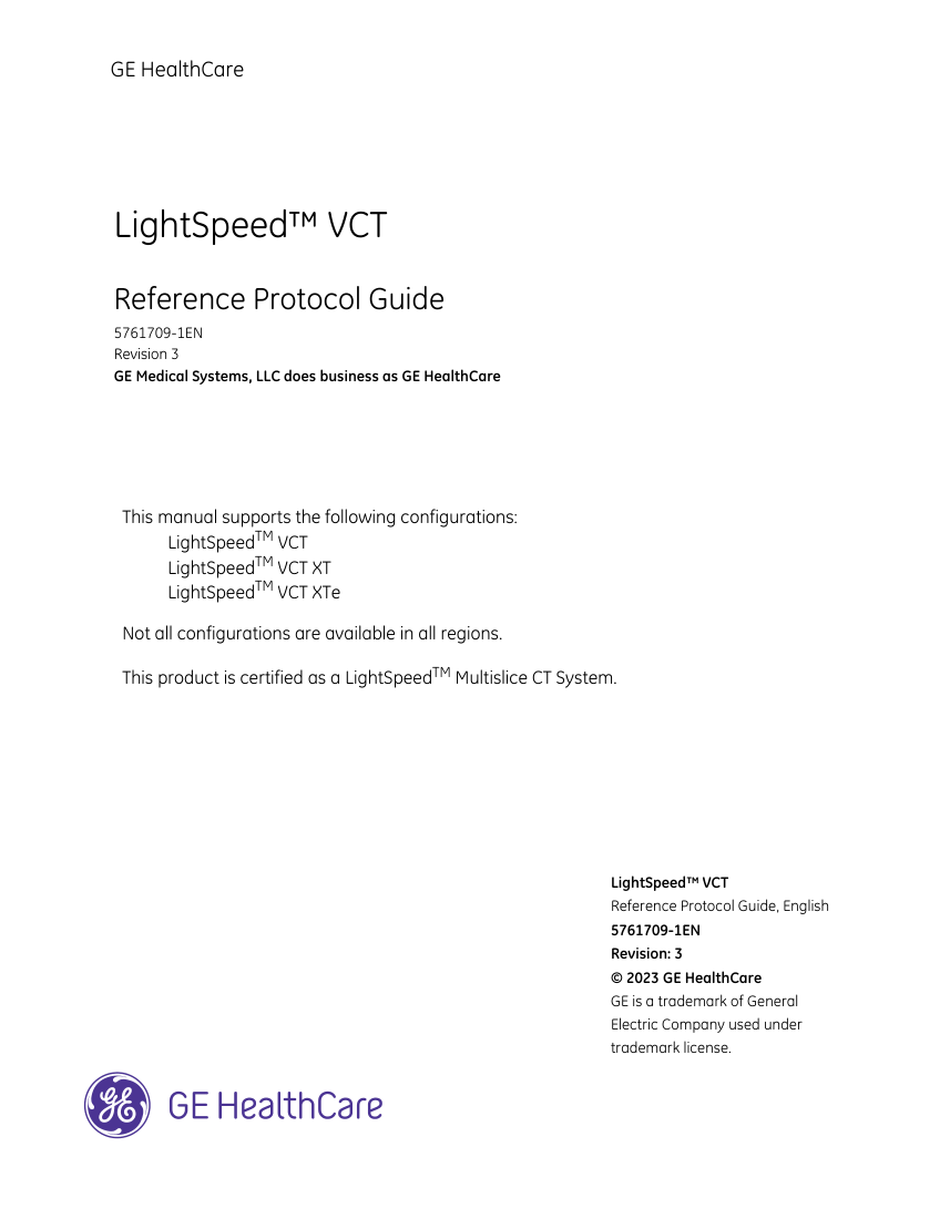 Parametri aparat: GE LS VCT 64 Protocols — pagina 1