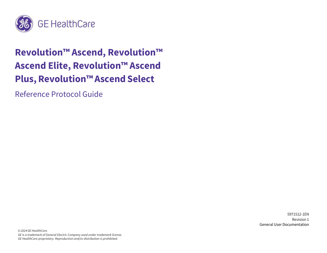 Parametri aparat: GE Revolution Ascend Plus 128 Protocols — pagina 1