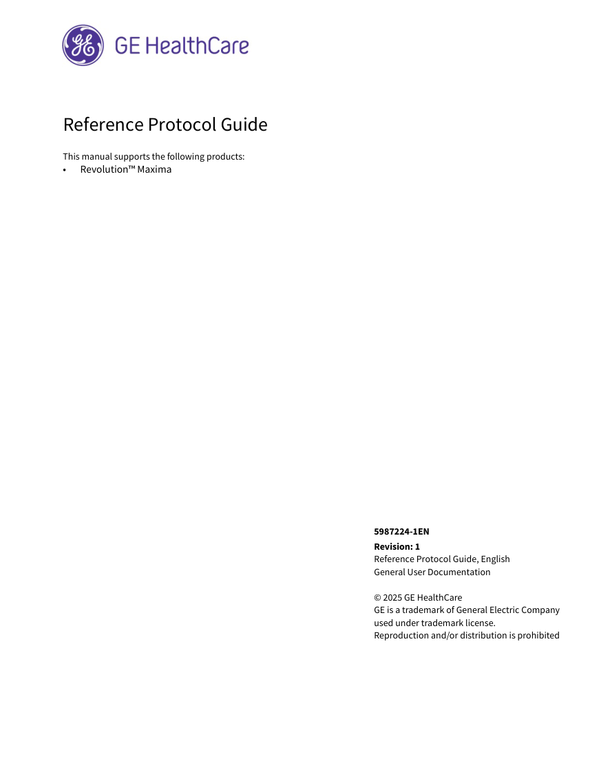 Parametri aparat: GE Revolution Maxima 64 Protocols — pagina 1