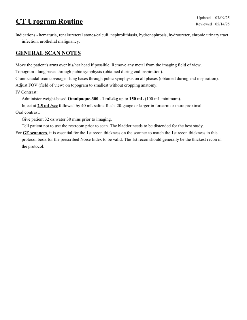 Urografie de rutină — pagina 1
