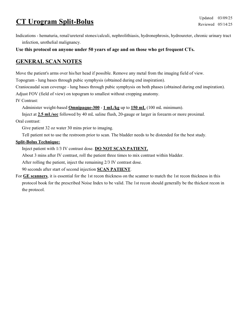 Urografie split-bolus — pagina 1