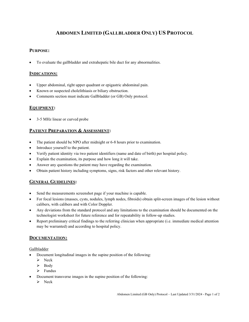 Abdomen țintit: vezică biliară — pagina 1