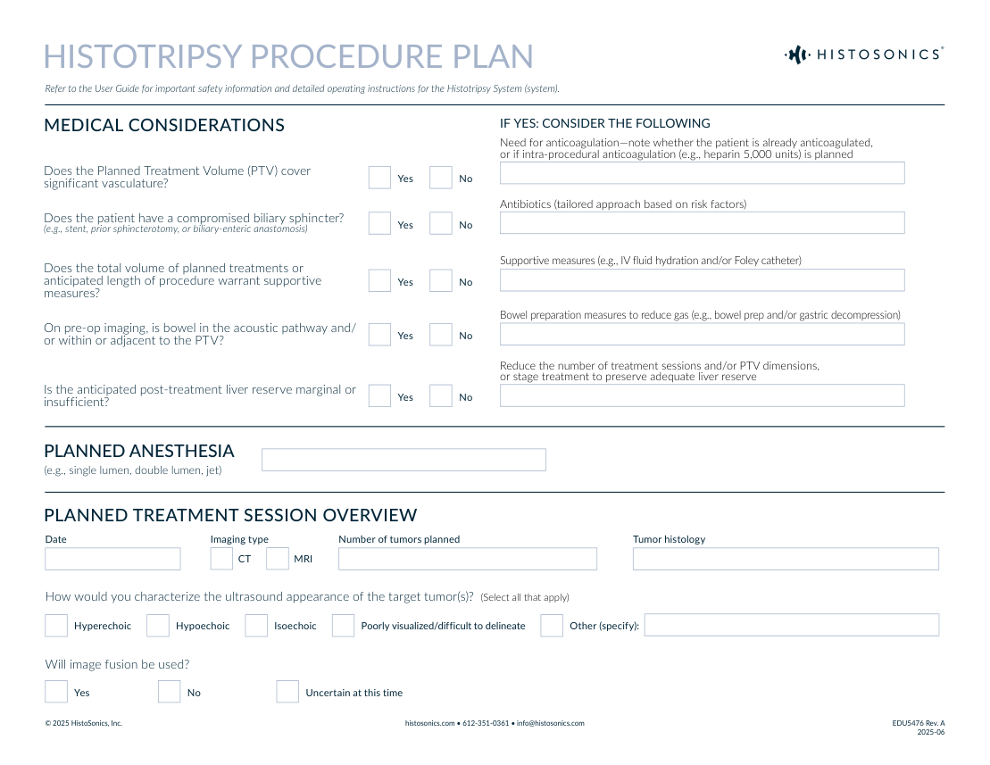 Plan procedural pentru histotripsie — pagina 1