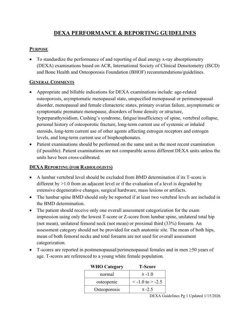 Densitometrie DEXA — pagina 1