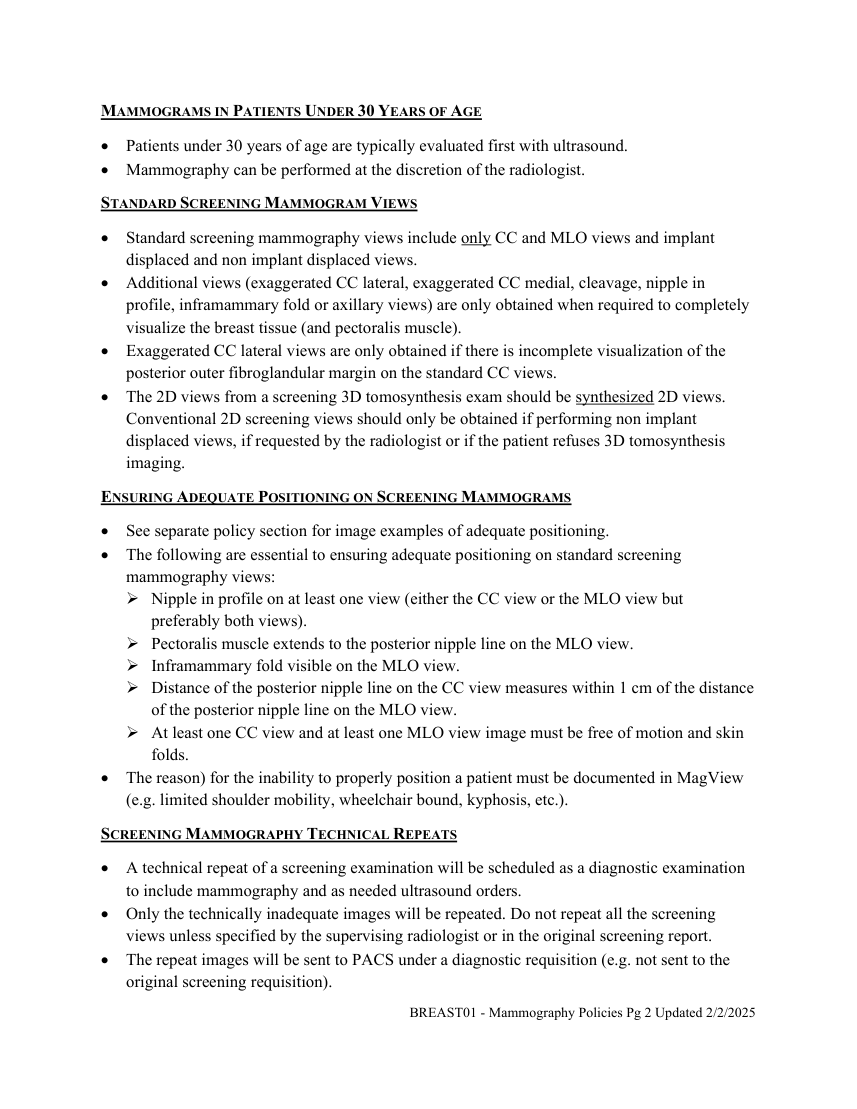 Mamografie: politici de examinare — pagina 2